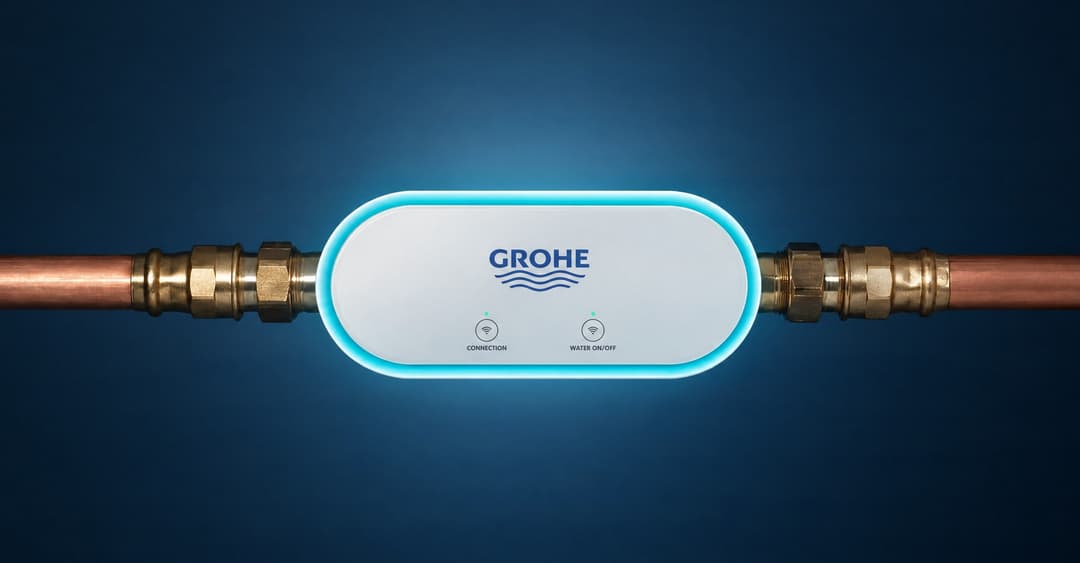 Grohe smart water device on a copper pipe